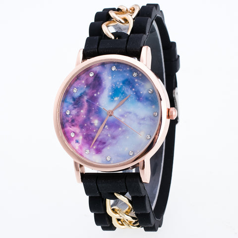 Galaxy Pattern Rhinestone Watch