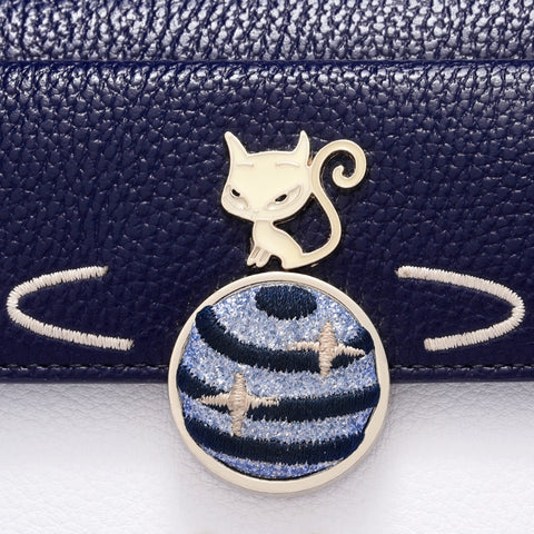 Cute Cartoon Fox Embroidery Planet Purse