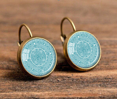 Vintage Aztec Calendar Earring